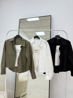 CAMISA POPELÍN CROP VERDE